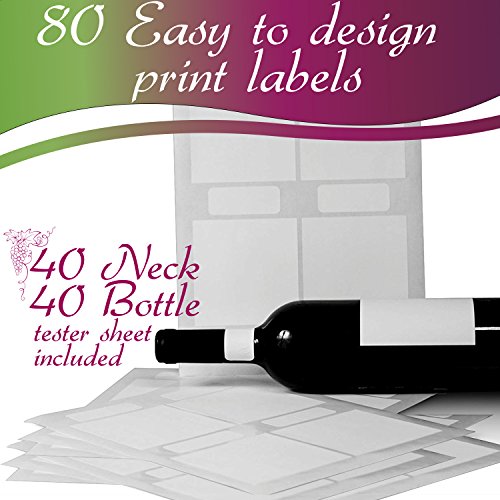 Wine Bottle Labels, 40 Blank Water Resistant Wine Labels And 40 Blank Neck Labels, Create Your Own Custom And Personalized Labels, For Wedding Or Other Use #TOP1