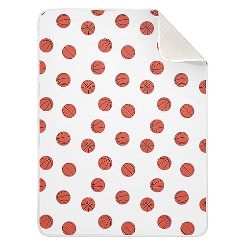 Image of Swaddle Blanket for Basketball Balls Baby Receiving Blanket Muslin Baby Swaddles Soft Cotton Breathable Nursery Blankets for Unisex Boys and Girls 30x40 Inch