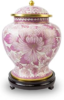 OneWorld Memorials Floral Metal Cloisonne Cremation urn - Extra Large - Holds Up to 210 Cubic Inches of Ashes - Black Cremation Urn for Ashes - Engraving Sold Separately