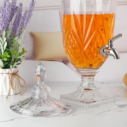 MOLIGOU Glass Beverage Dispenser Lid Replacement, 0.8 Galllon Clear Glass Drink Dispenser Covers, Glass Beverage Server Lid Cap