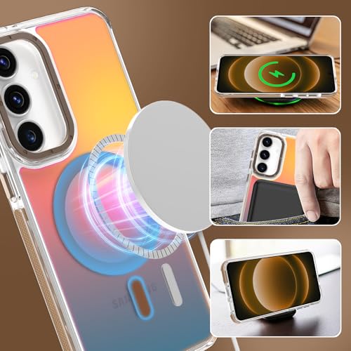 Image of Magnetic Case for Samsung Galaxy S25 FE 5G [Compatible with Magsafe] [Cute Fashion Fluorescent Design] [1 Screen Protector] Slim Translucent Matte Case for Galaxy S25 FE 5G 6.7 inch, Desert