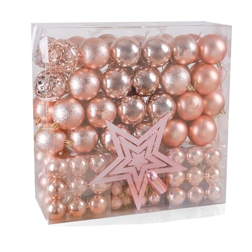 Hengsong Weihnachtskugeln Roségold 139 Set,Christbaumkugeln...
