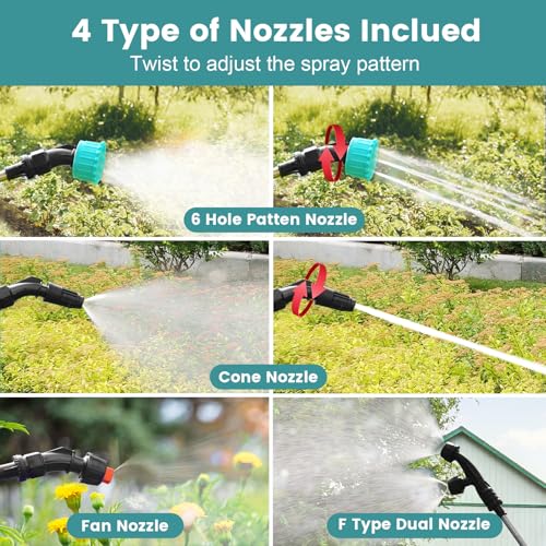 Image of Battery Powered Sprayer 1.35 Gallon, 2026 Electric Garden Sprayer with 3 Adjustable Speeds, 4 Mist Nozzles, Rechargeable Handle, Retractable Wand with Adjustable Shoulder Strap for Weed Lawn(Blue)