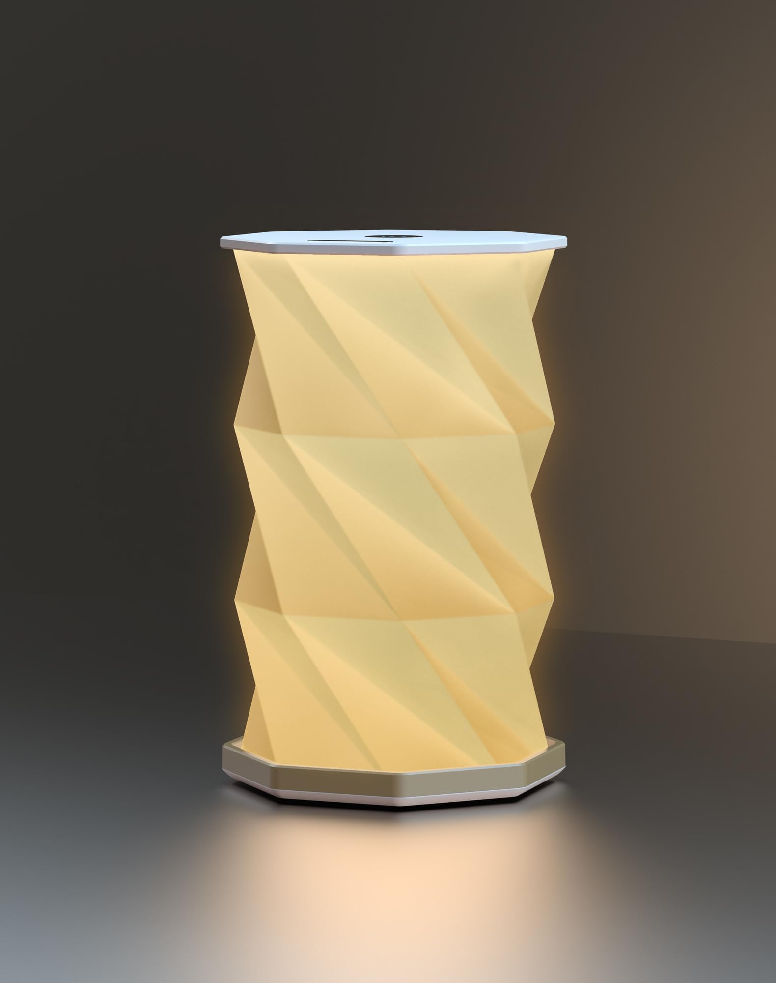 ZBOLE Bedside Table Lamp for Bedroom, Dimmable Touch Lamp USB C Charging Ports, Battery Operated Lamp, Rotating Folding Table Light, Foldable Paper Lantern for Home, Office, Living Room (White)