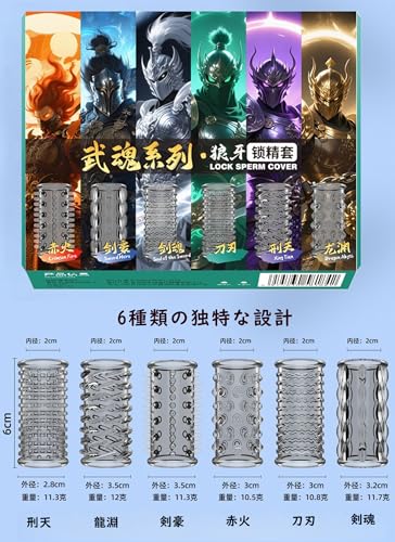 Tibemiペニスサック 男性用 アダルトグッズ 6枚セット ペニスケース イボ付き 長さ6cm・内径2cm TPE製ぺにすさっくsex toys男性for men cock ring 弾力性 柔軟性 装着簡単 コックリング ペニスリング 防水 持ち運び便利 - 画像3