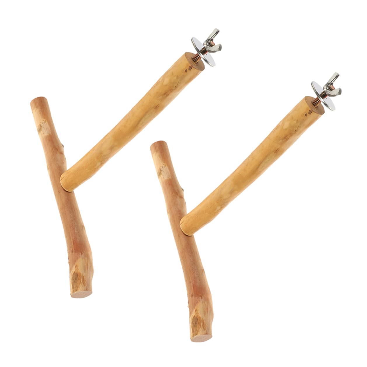 Perchoir naturel T pour perroquets en bois brut - Support résistant pour mastication