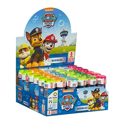 COLORBABY Paw Patrol, Pompero con Laberinto, Licencia Oficial, Pack 36 uds, 60 ml, Pompas de jabón, Juego Burbujas, Pomperos para niños cumpleaños, +3 años (76865)