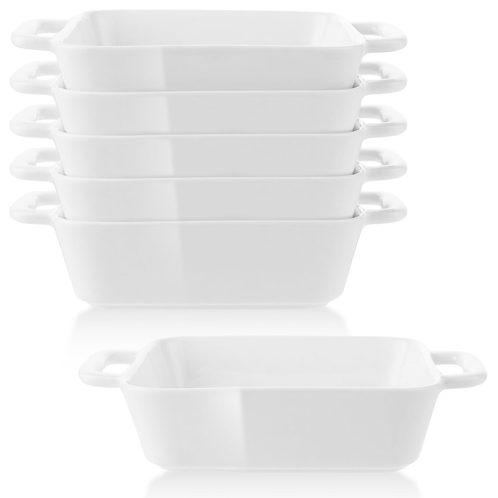 APACALI 6 moldes pequeños de cerámica para horno, ideales para souffle, crema, brulee, lasaña, tiramisú, pudín infantil, 6 unidades