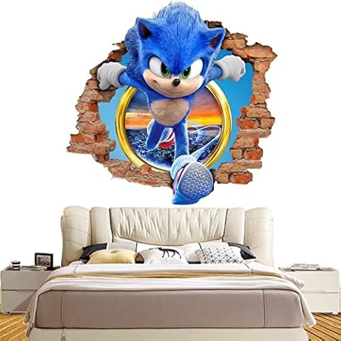 PADIEOE Sonic Wall Decal 3D Style Sonic The Hedgehog Wall Sticker Home Decor Wall Art Vinyl Decal Sticker for Kid Bedroom Living Room (Sonic Crossing(32*33cm)) Cover