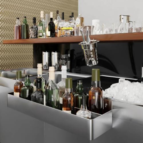 Image of AmGood 32 in. Abreast Double-Tier Stainless Steel Speed Rail Rack - 18 Gauge NSF Liquor Bottle Organizer for Bars, Restaurants & Home Bars
