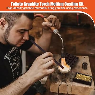 9 Pieces Graphite Torch Melting Casting Kit, Includ 2 Crucible Stir Stick|Casting Mould|11 in 1 Ingot Mould|Quartz Plate|Crucible|Cylindrical Graphite|Quartz Crucible|Whip Tongs,Gold Metal Melting Kit