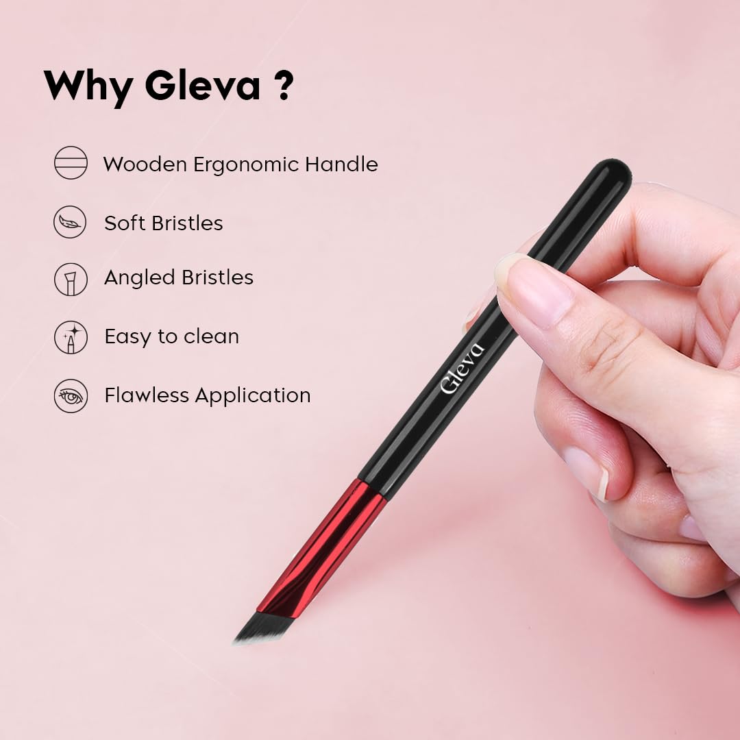 Gleva Multi-Function Eyebrow Brush, Professional Realistic Eyebrow Brush, Square Angled Eyeliner Eyebrow Brush, Stroke Brow Stamp Brush, Filling & Shaping Eyebrows Enhancers Brush (Black Pink) - Image 3 thumbnail