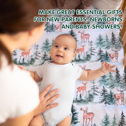 Image of JISEN Fitted Crib Sheets 1 Piece Soft Breathable Baby Crib Sheets for Standard Crib and Toddler Mattress Baby Bed Sheets for Crib for Baby Boys Girls Neutral 28x52 Inch Woodland Animals