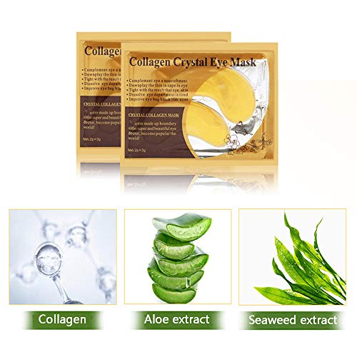 30 Pares de Mascarilla de Colágeno - Parches ojos Bolsas y ojeras - gel de Cristal Dorado para Párpados, Hidratante para… - Imagen 3