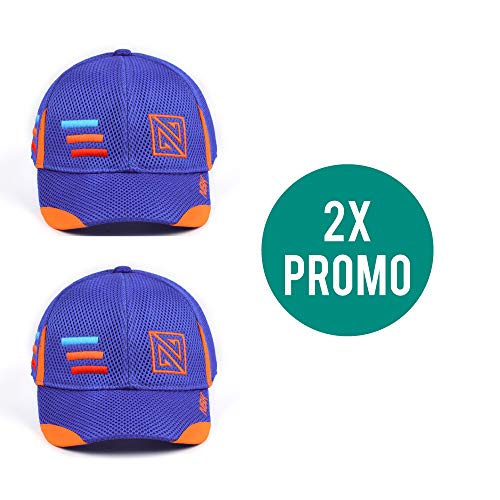 Nonbak Gorra Cap Mesh Casual/Running Tejido Transpirable Logo Bordado Unisex 6 Paneles Velcro Ajustable (Pack 2 Azul Royal)