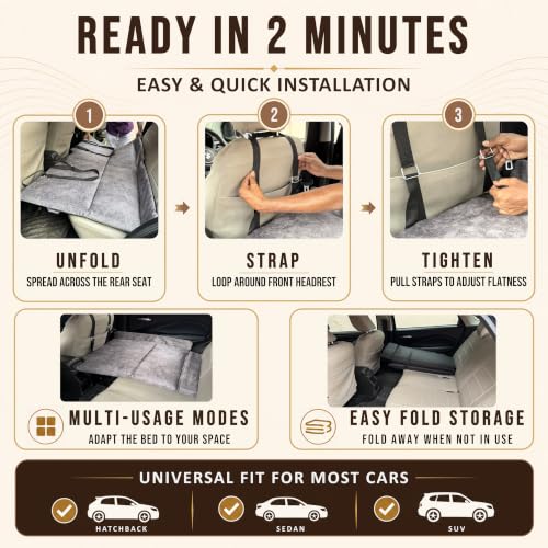 Image of Foldable Car Bed with Wooden Base (Non-Inflatable Type) (Granite)