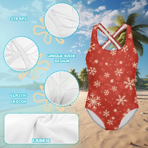 Image of Girls One Piece Swimsuits Quick Dry Beach Bathing Suit Crossback Swimwear 5-14 Years