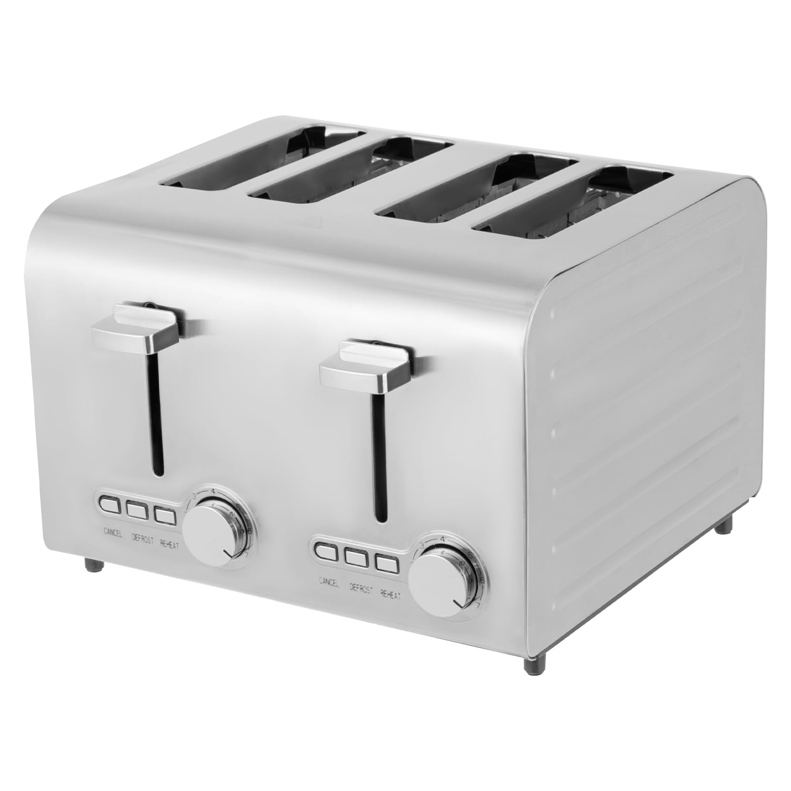 Tostapane in argento, 4 fette, in acciaio inox, per casa, panetteria, snack bar, ristorante, caffetteria, 27,8 x 28 x 19,3 cm