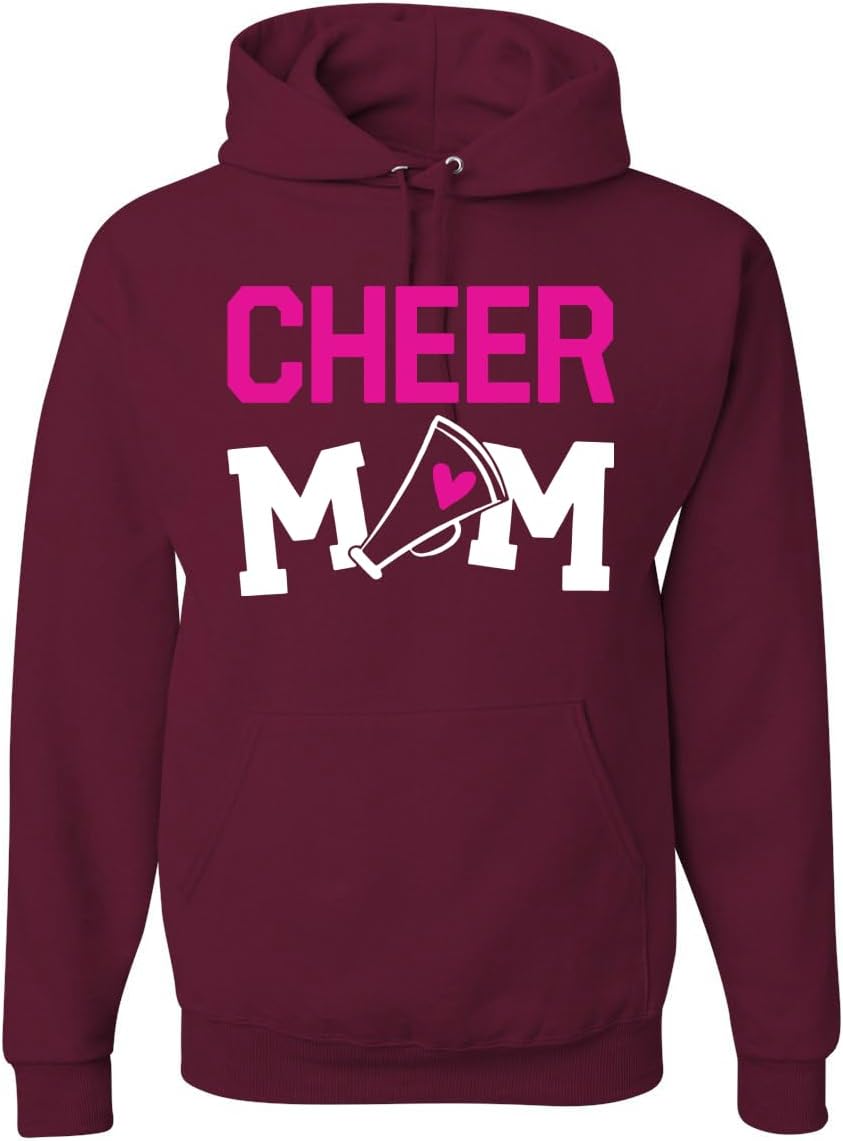 Wild Bobby Cheer Mom Kids Super-Fan Love Pink Heart Sports Unisex Hoodie Sweatshirt