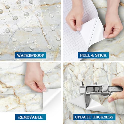 Papel Pintado Mármol Craquelado Azul FunStick Revestimiento Decorativo Efecto Piedra Lujo 6