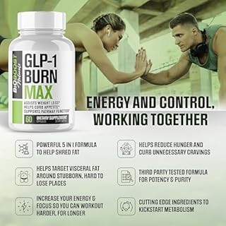 GLP-1 Burn MAX | Weight Loss Pills for Women & Fat Burner for Men + Appetite Suppressant & Energy Supplement | 3rd Party Tested Formula | 5 Powerful Ingredients - 60 Capsules to Lose Weight