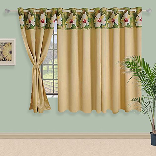 Image of Swayam 80% Blackout Polyester Window Curtain for Living Room & Bedroom | 5 Feet | Room Darkening Curtain with Eyelets | Pack of 1 | Solid Design - Beige