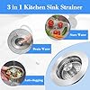 304 Stainless Steel Drain Strainer for Kitchen Sink, US Standard 3-1/2'' Pop Up Stopper
