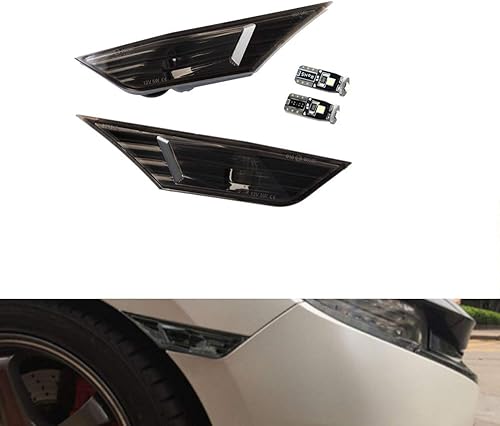 Miniatura 2 de KURLTCAAU 2 luces direccionales JDM, lente ahumada, luz LED completa, luz de marcador lateral frontal compatible con Honda Civic Sedan Coupe
