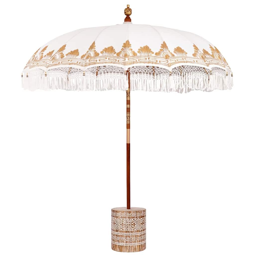 Genérico Paraguas balinés con Base Crema 215 x 215 x 260 cm Algodón,Casa y jardín,Jardín,Artículos de Exterior,Crema,3356887