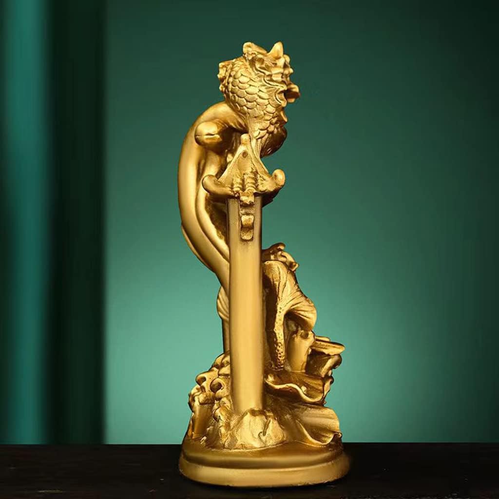 鯉の滝上り 鯉魚躍龍門 登龍門 金龍 龍 風水 置物 オブジェ 玄関飾り