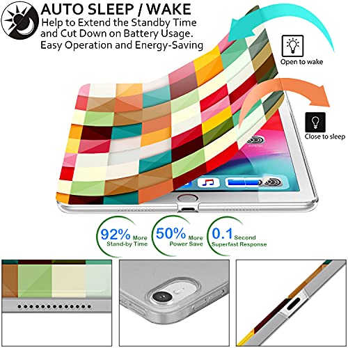 Image of DuraSafe Cases for iPad PRO 11 Inch 2018 1 Gen [ PRO 11 1st ] A1980 A1934 A2013 A1979 MTXN2HN /A MTXP2HN /A MTXR2HN /A MTXQ2HN /A PrintediPad Cover with Translucent Frosted Hard Back - Color Grid