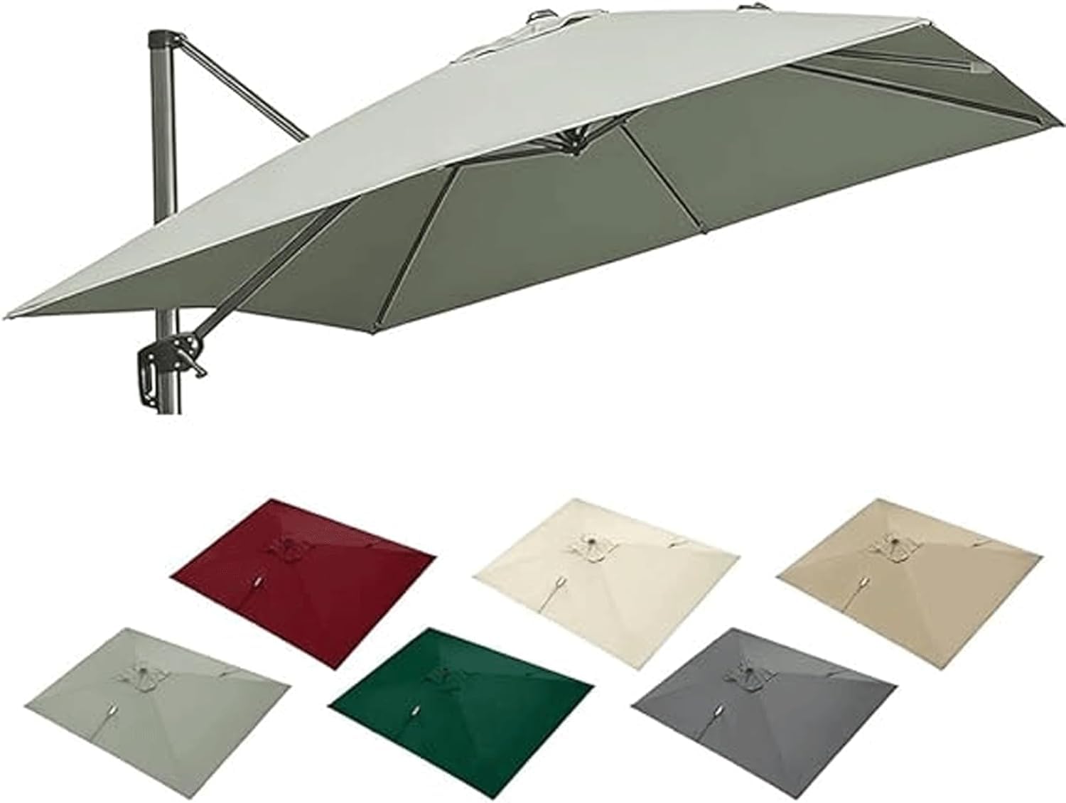 Durable Square Cantilever Parasol Canopy Replacement, 8-rib Offset Patio Umbrella Top Cover, Weather-resistant Polyester For Outdoor Garden & Balcony Taupe 2.5x2.5m/8.2x8.2ft