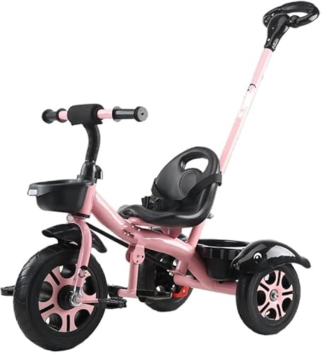 Zdaqian 子供用ペダルカー 子供用三輪車 子供のおもちゃの車 ベビーカー 自転車 手押し棒付き 組み立てが簡単 乗り物 おもちゃ 乗用玩具 屋内と屋外の使用に適しています 出産祝い 誕生日プレゼント 1-6歳の男の子と女の子 (チタン空車,c)