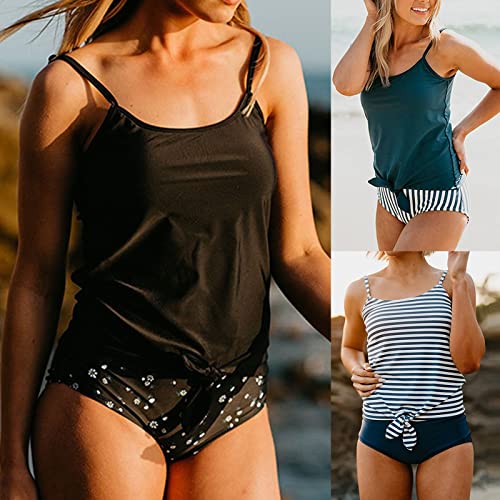 Tankini para mujer con escote en U y cintura media ajustable para verano 2