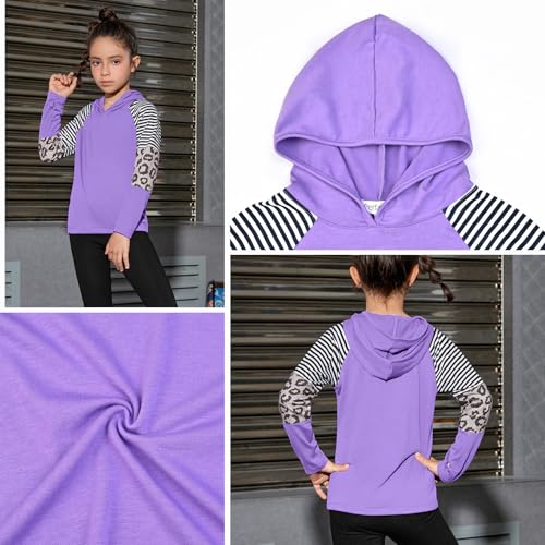 Image of Perfashion Girls Long Sleeve Shirt Hoodie Active Tee Pullover Top with Thumb Hole Workout Running 6-15Years