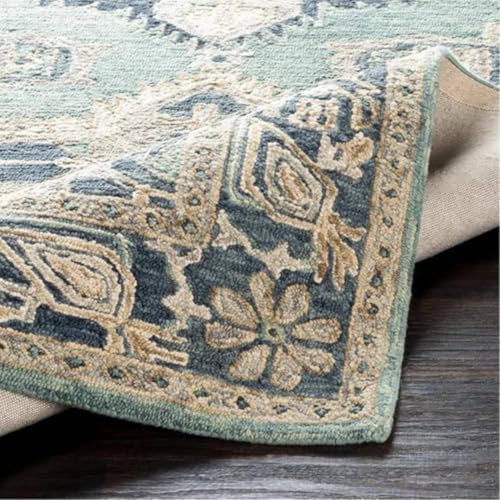 Image of Sifa Carpet Crafted with Care: Premium Hand-Tufted Wool Carpets Royanna Traditional Design Handmade Area Rugs, for Your Room Light Green Color Size 4x6 feet (120x180cm)