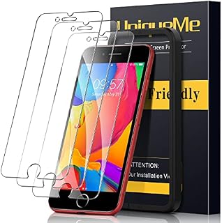 [3 Pack] UniqueMe Compatible with iPhone SE 2020/SE 3/7/8 4.7 inch Screen Protector, Tempered Glass, Bubble Free, [9H Hardness] [Anti-Scratch] With Installation Frame