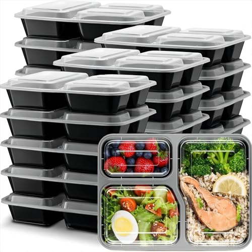 Listado de Compartimentos herméticos de esta semana. 45 20P Contenedores para Alimentos Desechables, Recipientes para Comida 3 Compartimentos, Contenedores Herméticos Plastico, Meal Prep Containers, Adecuado para Microondas, Congelador...