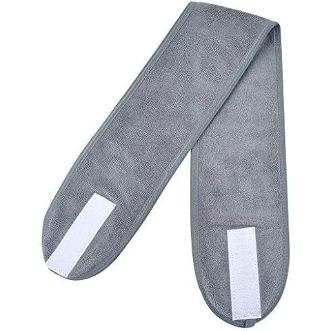 SQULIGT 1 Pack Spa Headband, Hair Wrap Sweat Headband Head Wrap Hair Towel Wrap Non-slip Stretchable Washable Makeup Headband (Grey) Cover