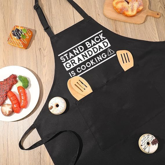 スタンドバック Granddad クッキングエプロン - 面白いBBQグリルウェア 男性用 - ギフトアイデア 誕生日 BBQ グリ