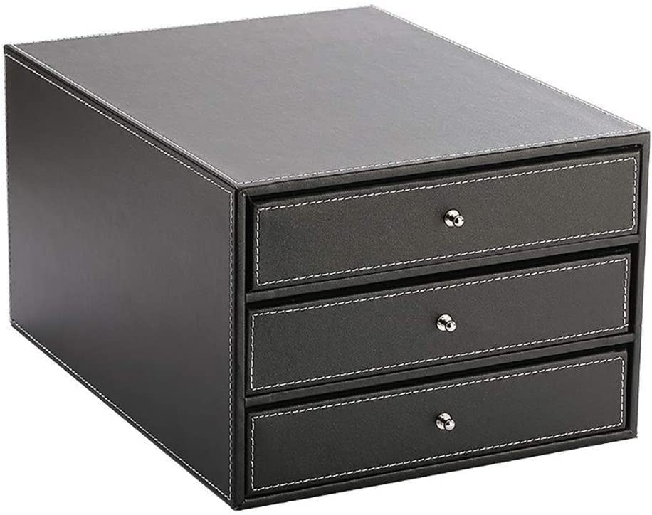 HH-CCFile cabinets File Cabinets Leather Filing Cabinet Storage Cabinet Drawer Data Storage Locker 3 layer bookcase