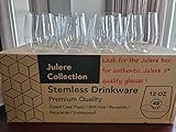 Julere 48 Piece Set Disposable Stemless Plastic Wine Glasses| 12 oz Crystal Clear Wine Cups| Unbreakable Shatterproof Reusable Ideal for Parties