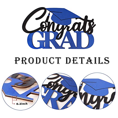 Graduation 2023 Wood Sign Decoration Congrats Grad Wood Cutout Sign Blue Graduation Party Decorations, Graduation Photo Booth Props For College Graduation Announcements (Blue) #TOP2