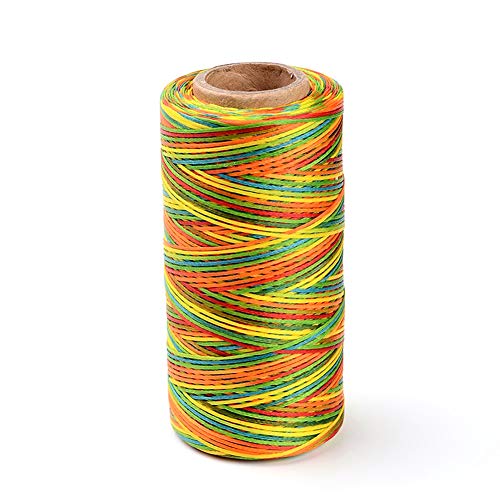Craftdady 284 Yard 1mm Flat Waxed Sewing Thread Colorful Waxed Polyester Cord String for Friendship Bracelet Necklace Jewelry Making Repairing