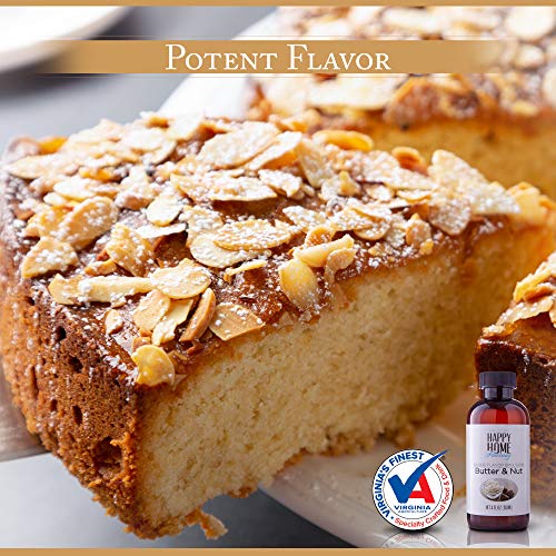 Happy Home Flavoring Imitation Butter & Nut Baking Flavor Emulsion - Certified Kosher, 4 Oz. #TOP2