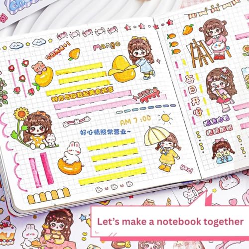 Image of FAMOUS QUALITY Stickers Book - 1000+ Stickers of Cute Japanese Style Girls - Self-Adhesive, Waterproof Aesthetic for Kids, Scrapbooking, DIY Projects
