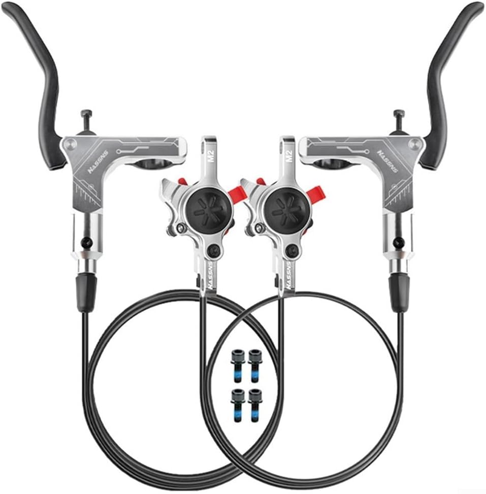 Mountain Bike Dual Piston Hydraulic Disc Brake Set, Aluminum Alloy Bi-directional Hydraulic Disc Brakes CNC Bike Hydraulic Disc Brake(Silver)