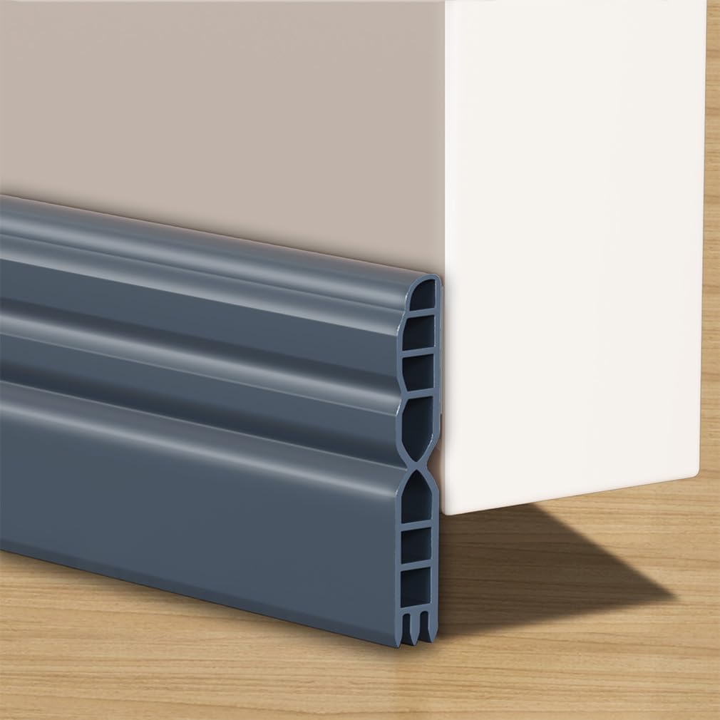 2 m (Can be Cut to 2 x 1 Metre, Extra Thick Door Seal, Draught Excluder for Doors, Self-Adhesive, for Sound Protection, Wind Protection, Dust Protection, Keeps Heat in the Room (Grey-2M)