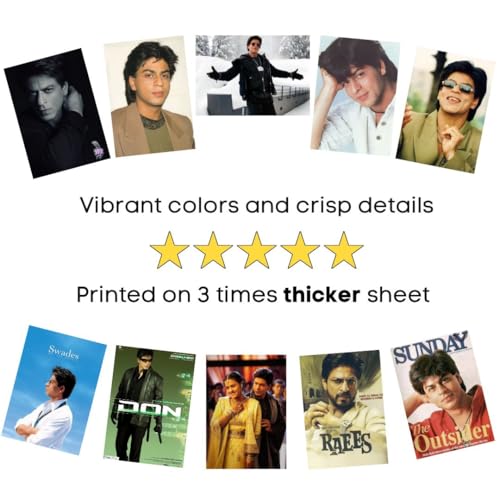 Image of Auraposter Shah Rukh Khan Mini Posters Set of 40 (15x10 cm) | King SRK's Film Posters for Wall, Bedroom, Living Room | Bollywood Actor | Double Tape Included