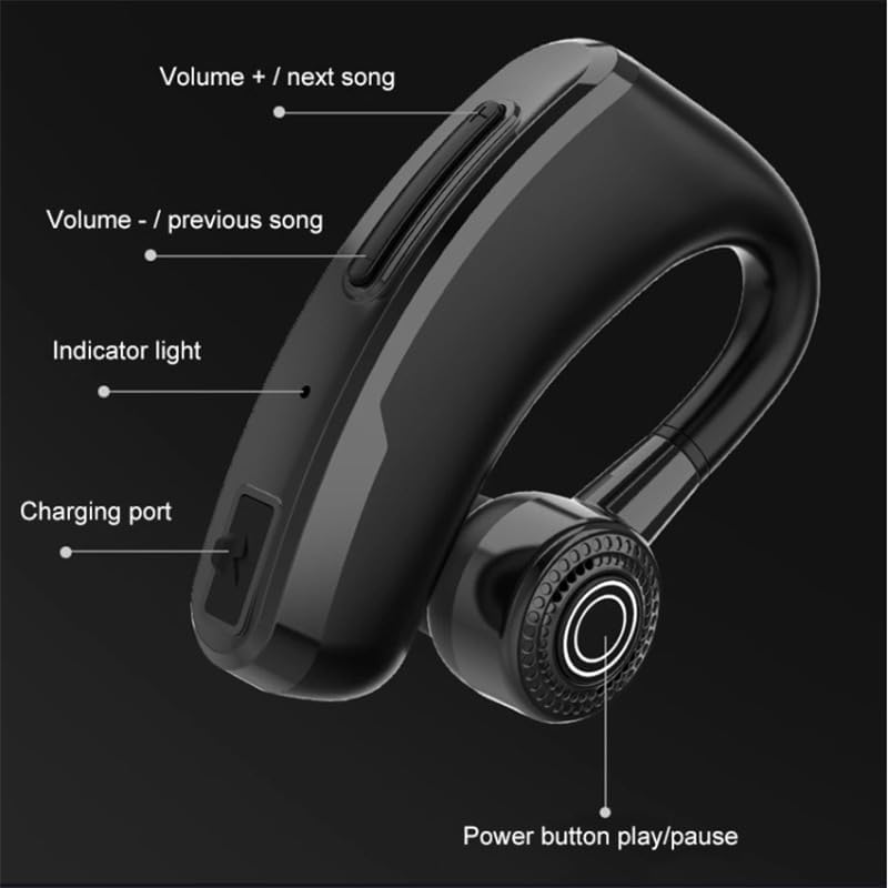 Wireless Bluetooth Earpiece Headphone with mic Wireless Earbud with Noise Cancelling Microphone with Charging Case Built-in Microphone for Driving Office Business,Blue